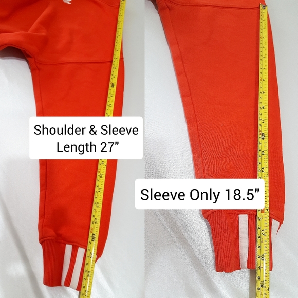 Adidas Originals❤Coeeze❤Red Fleece Sweatshirt Top| X3 Stripes Cuff - Picture 8 of 10